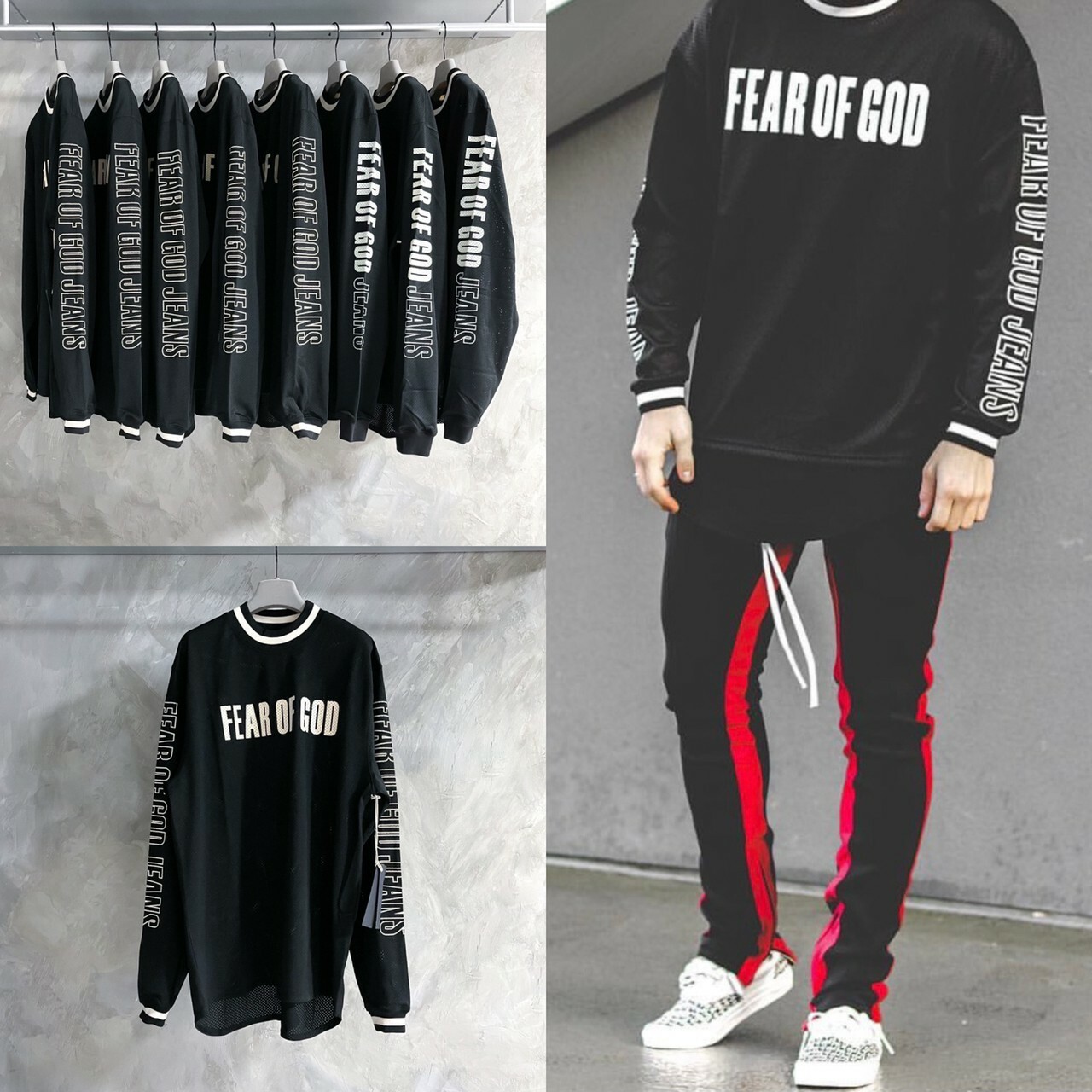 主線折扣 【Fear of God】 5th 第五季字體 Logo 網眼球衣長袖
