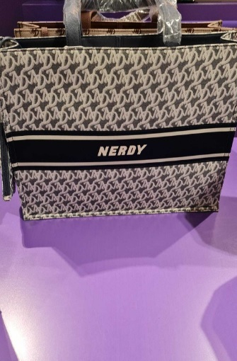 [S] NERDY MONOGRAM TOTE BAG,NAVY, 8809883625216 (SN57)