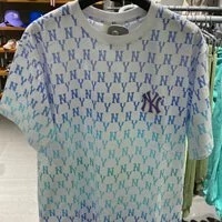 [S] MLB SUMMER MONOGRAM UNISEX OVERSIZE T-SHIRT, WHITE/BLUE, 31TSMC131-50U (SMLB79)