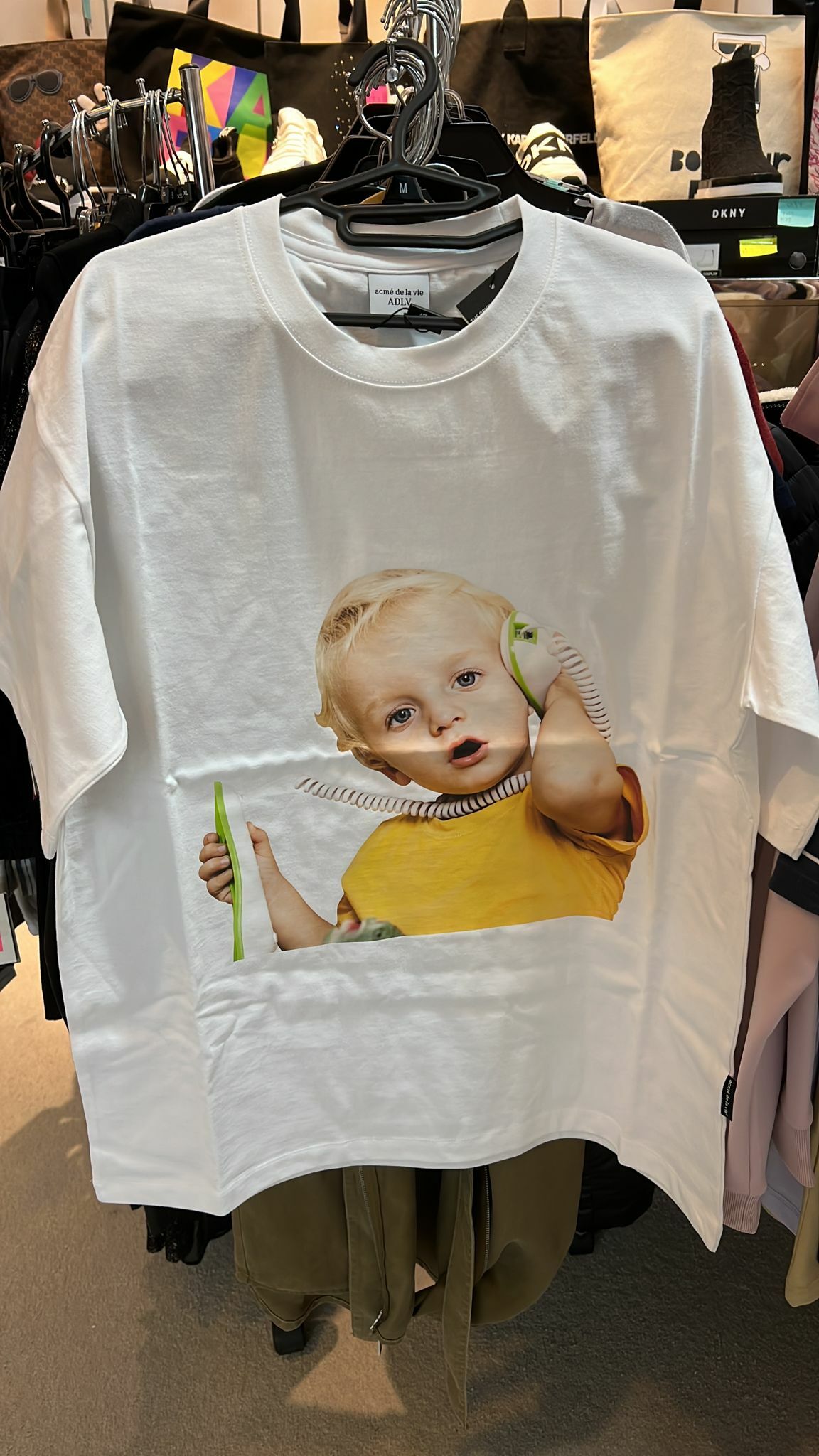 [S] ADLV BABY FACE TELEPHONE SHORT SLEEVE T-SHIRT,WHITE, ADLV22SS-SSWHBF-PBR (SAV36)