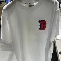 [S] MLB LIKE POPCORN OVERFIT SHORT SLEEVE BOSTON RED SOX, WHITE, 31TSP1131-43W (SMLB83)