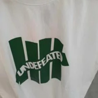 [S] UNDEFEATED LOGO SLANTED SHORT SLEEVE T-SHIRT,WHITE/GREEN, UDFATS004WG (SMW20)