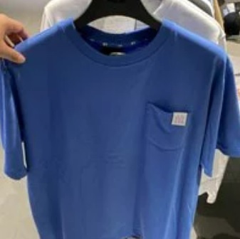 [S] MLB LOGO BASIC POCKET LABER OVERFIT SHORT SLEEVE T-SHIRT,BLUE, 31TS32131-50U (SMLB90)