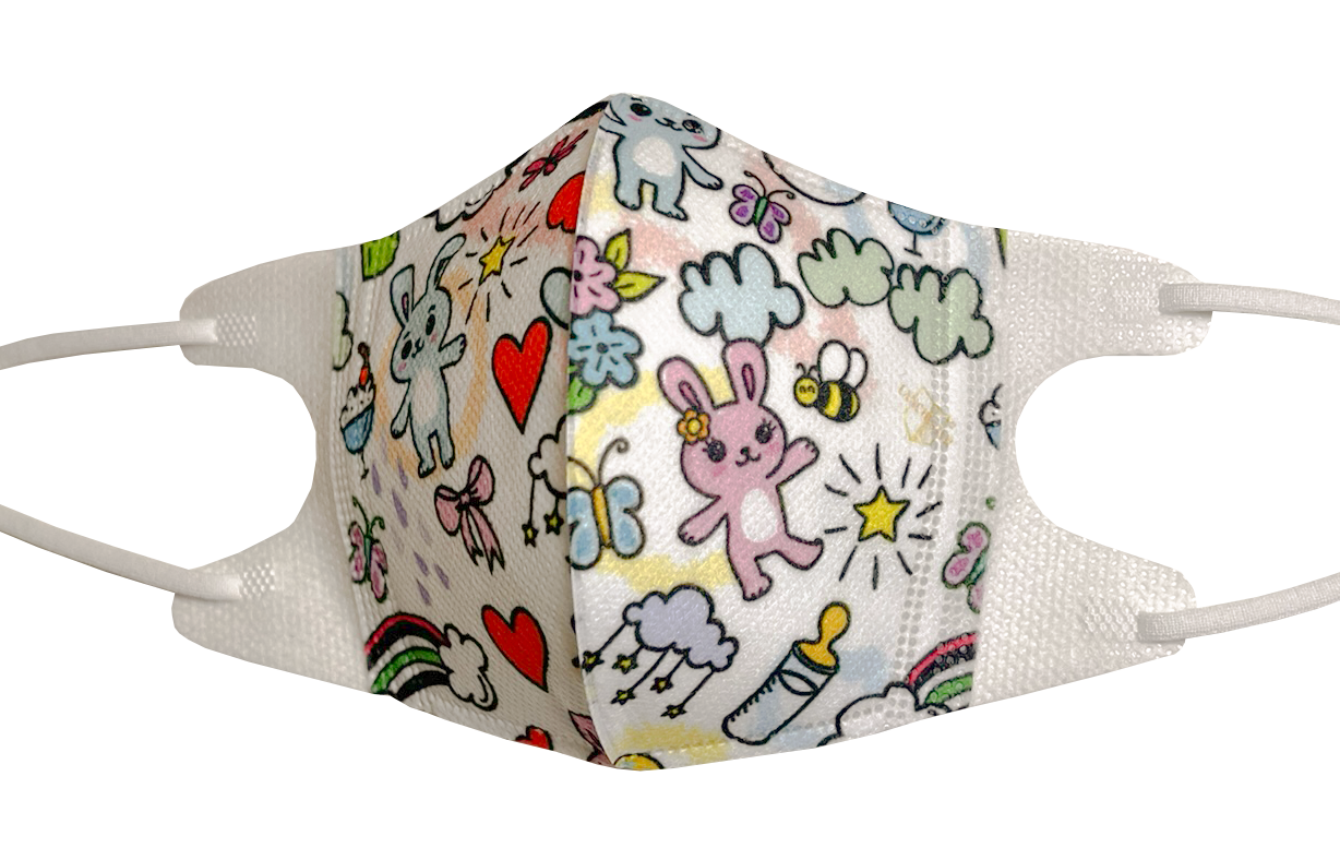 【蘭徹斯特奇遇記】Lanchester 3D立體彈力耳繩卡通口罩(兔兔) 幼兒 十片獨立包裝