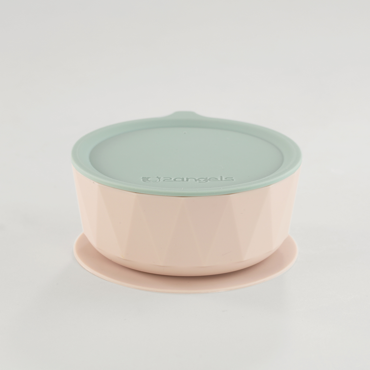 2angels  矽膠鑽石吸盤學習餐碗  夏葉+拿鐵