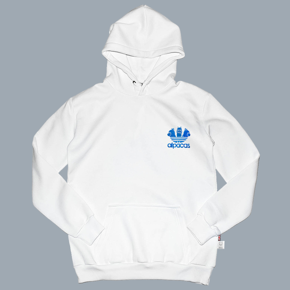 Embroidery-Alpacas Blue愛迪駝(藍)  刺繡 梳搖剪長袖帽T