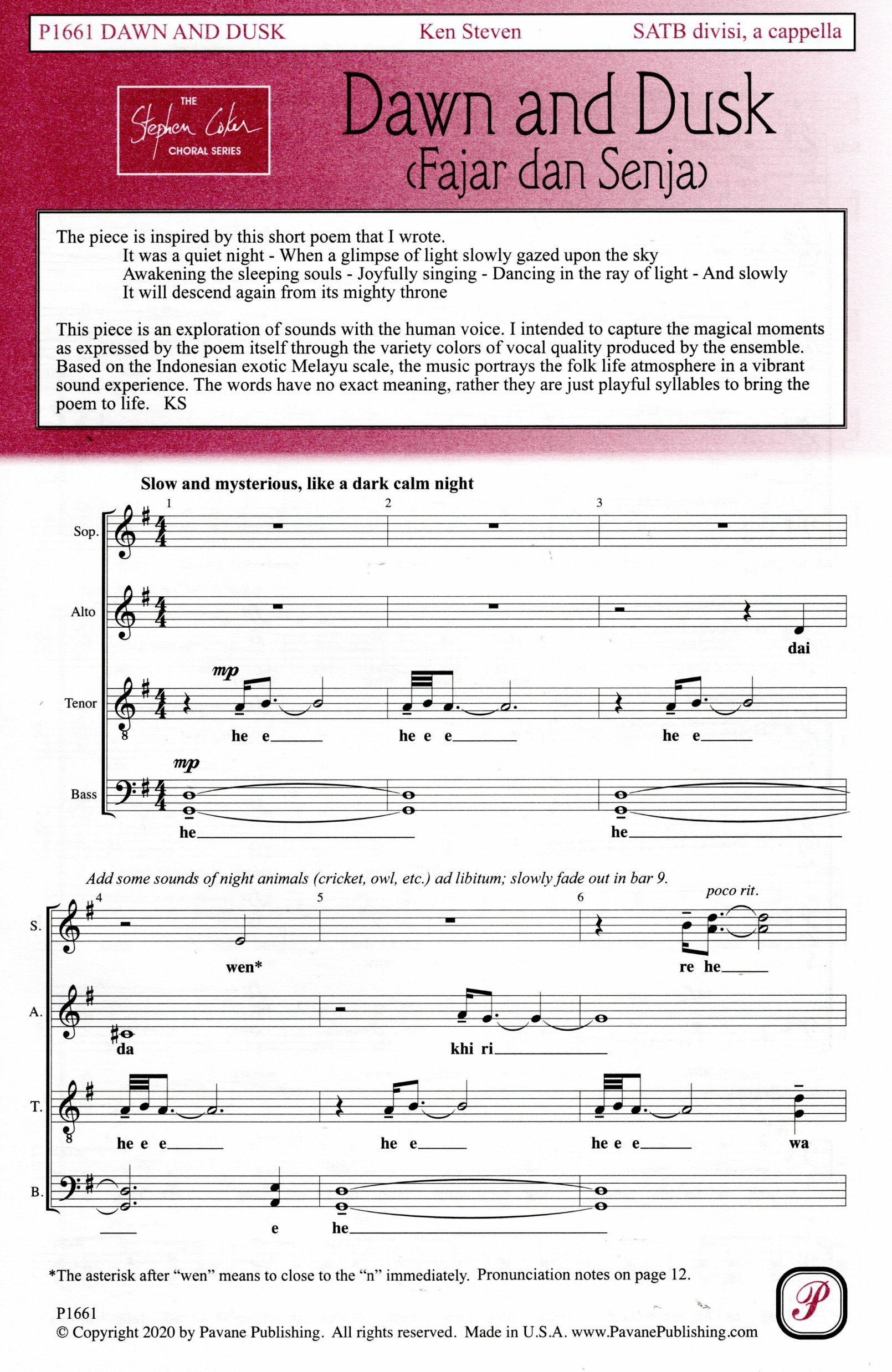 【混聲四部】《Dawn and Dusk》(Fajar dan Senja)