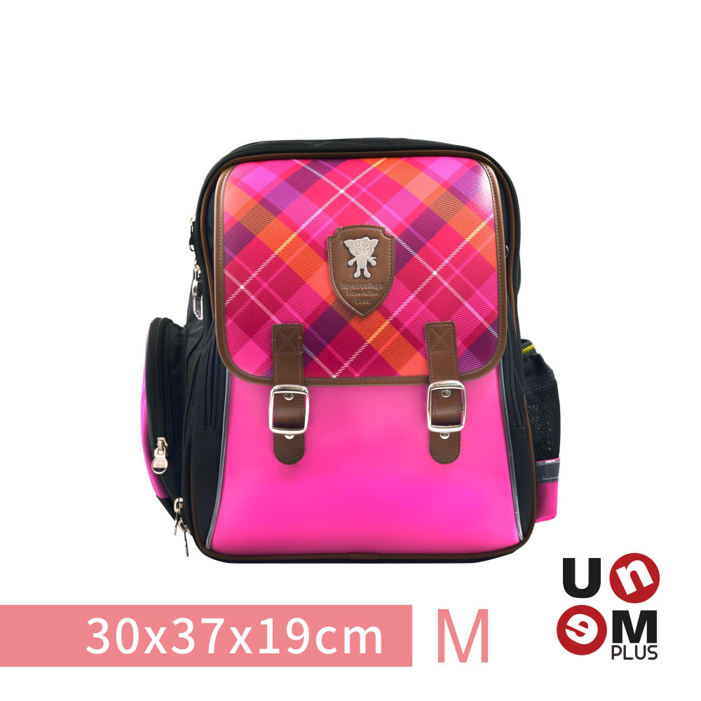 UnMe 古典英格蘭書包-桃紅格(M)