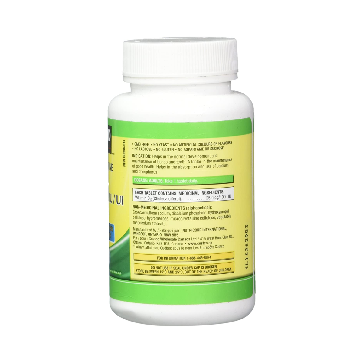 Kirkland Signature - 維生素D3,1000 IU 360粒