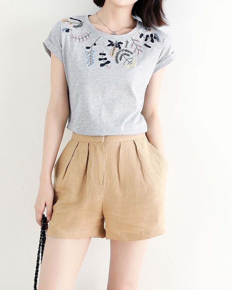 花草圖騰柔棉上衣  兩色