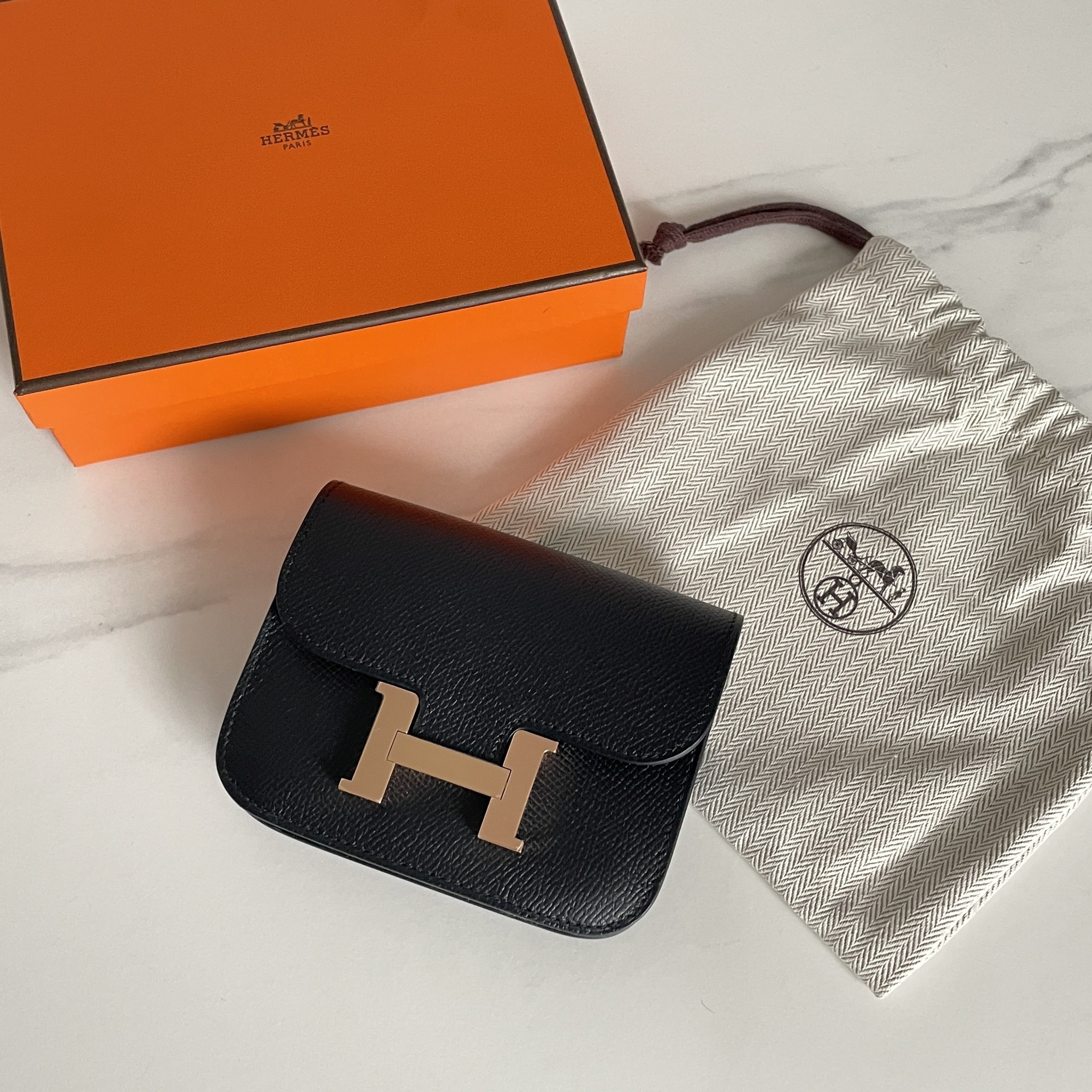 Hermes Mini Constance Slim Epsom 黑康康 玫瑰金扣
