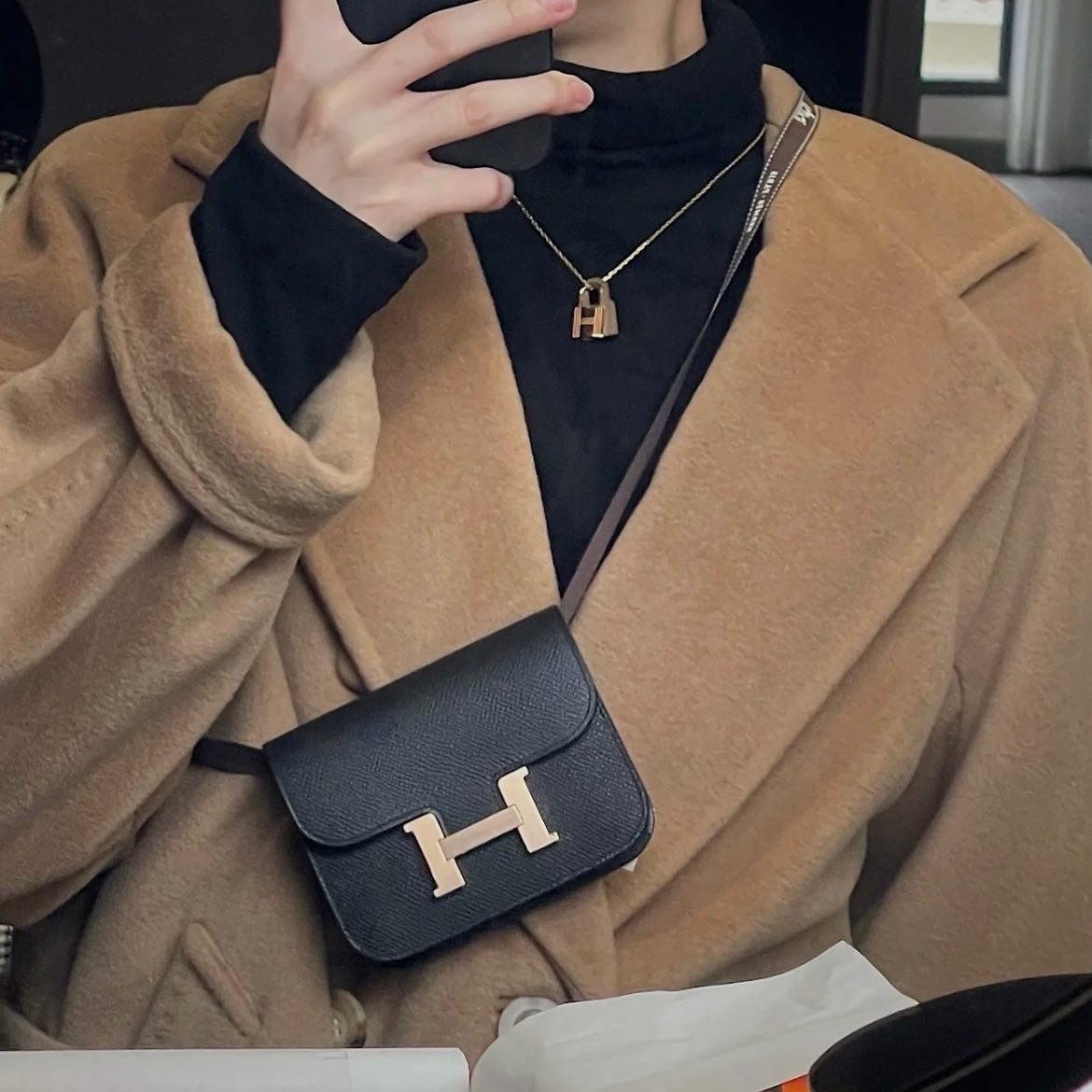 Hermes Mini Constance Slim Epsom 黑康康 玫瑰金扣