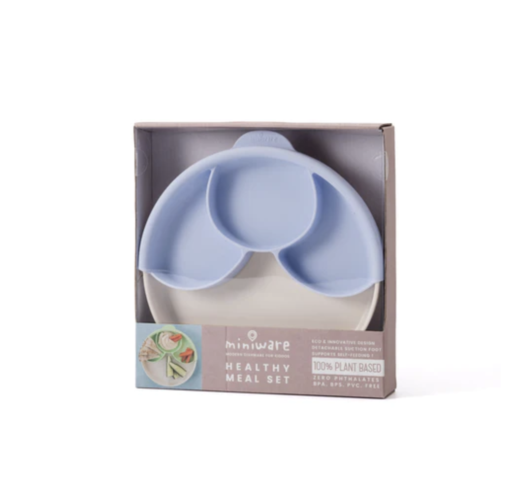 Miniware - 天然聚乳酸分隔餐盤組｜雲尼拿色配紫色