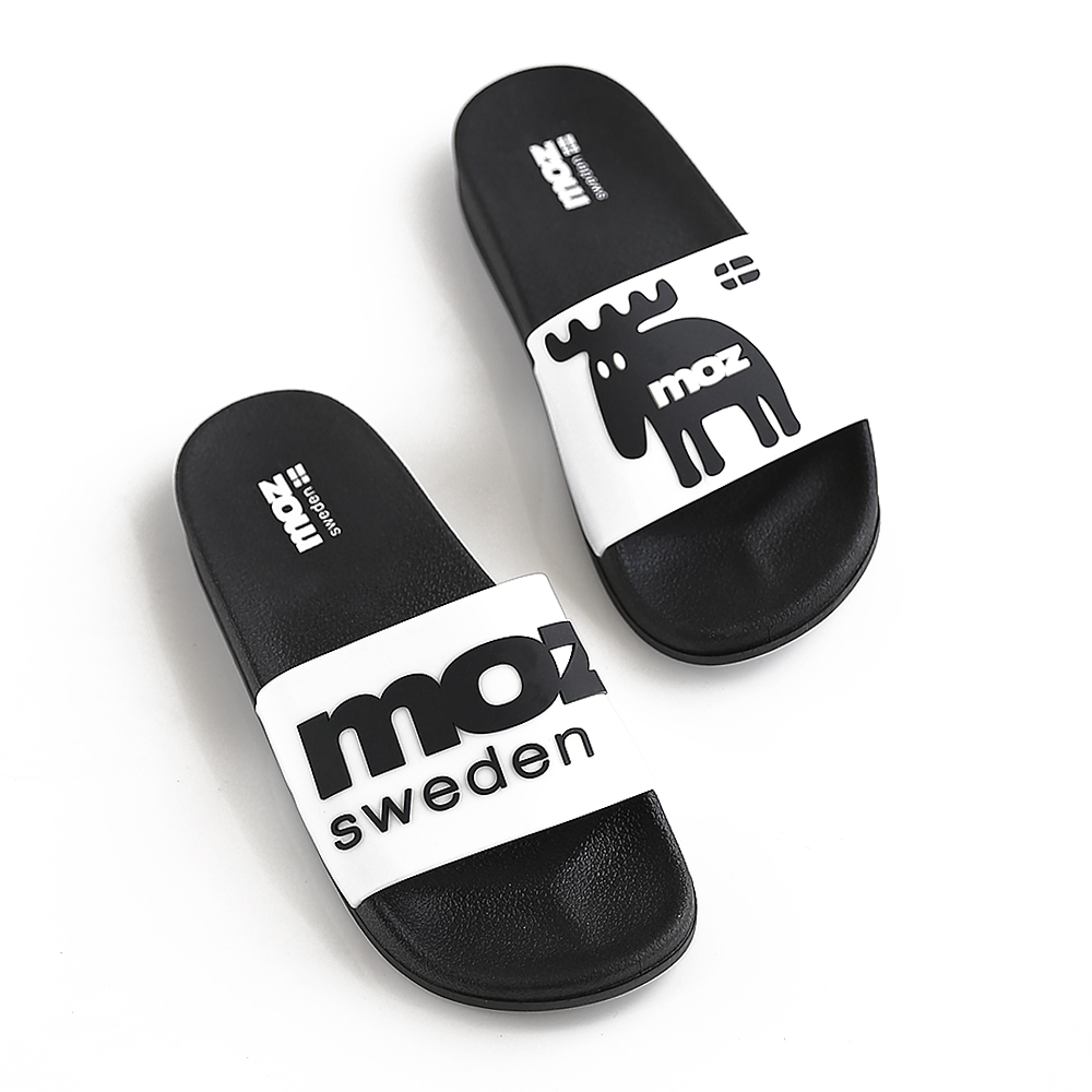 【惜福商品499】moz瑞典 字母駝鹿 時尚隨意搭防水拖鞋(白) 男女款