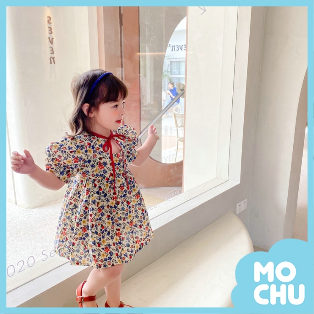 系帶碎花短袖連衣裙(兩色)