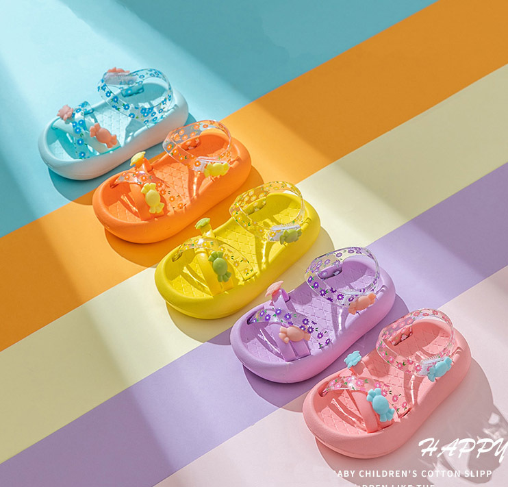 花糖果水晶小涼鞋