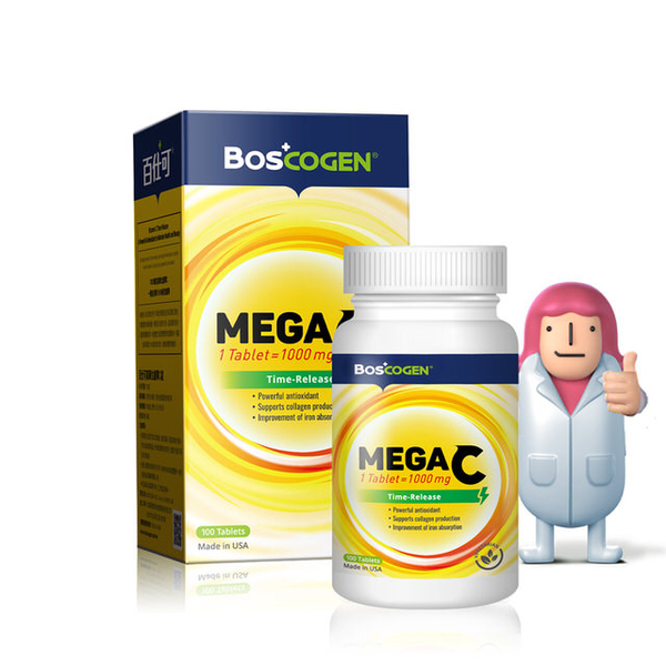 百仕可MEGA緩釋C強化錠100錠/盒｜高單位1000毫克C