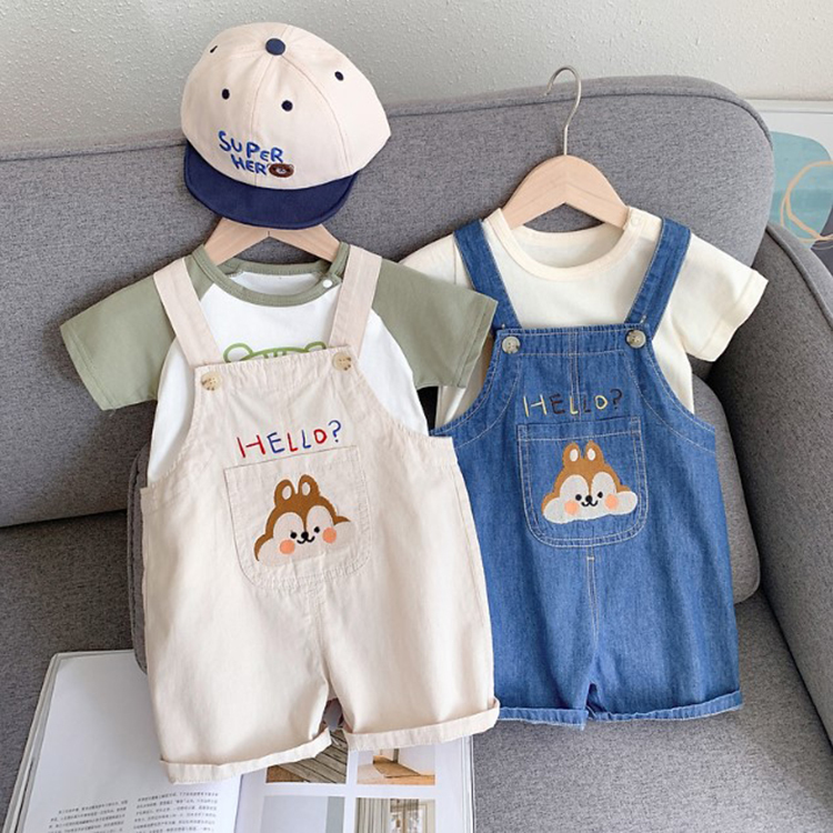 可愛花栗鼠吊帶褲