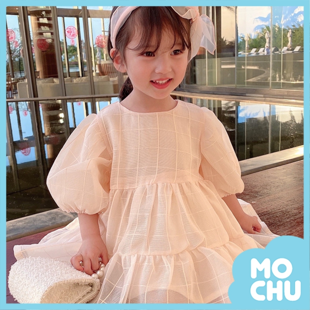 格子泡泡袖公主裙(兩色)