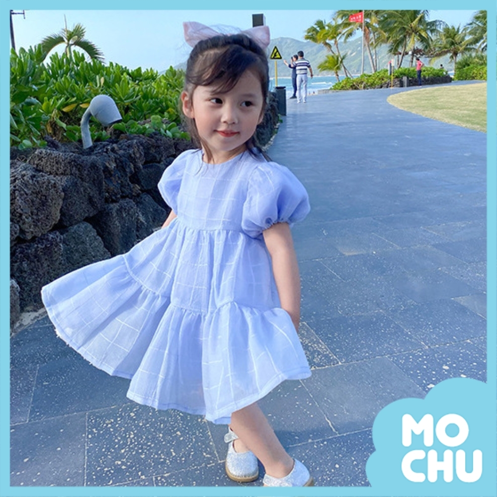 格子泡泡袖公主裙(兩色)