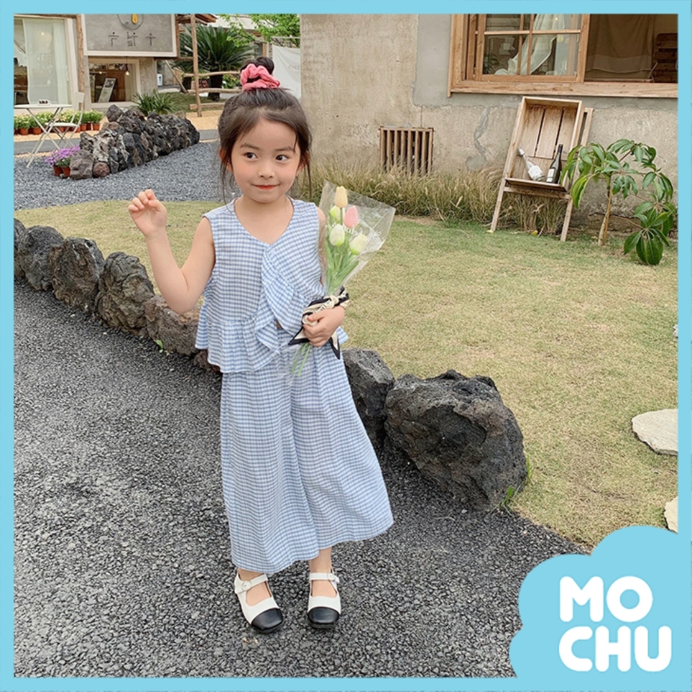 清新格子長褲套裝