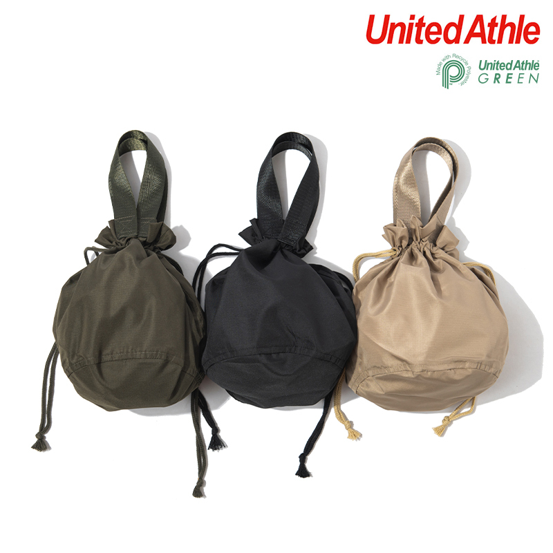 日本授權 United Athle 1392-01 束帶式聚酯纖維抗撕裂 抽繩袋 小圓桶