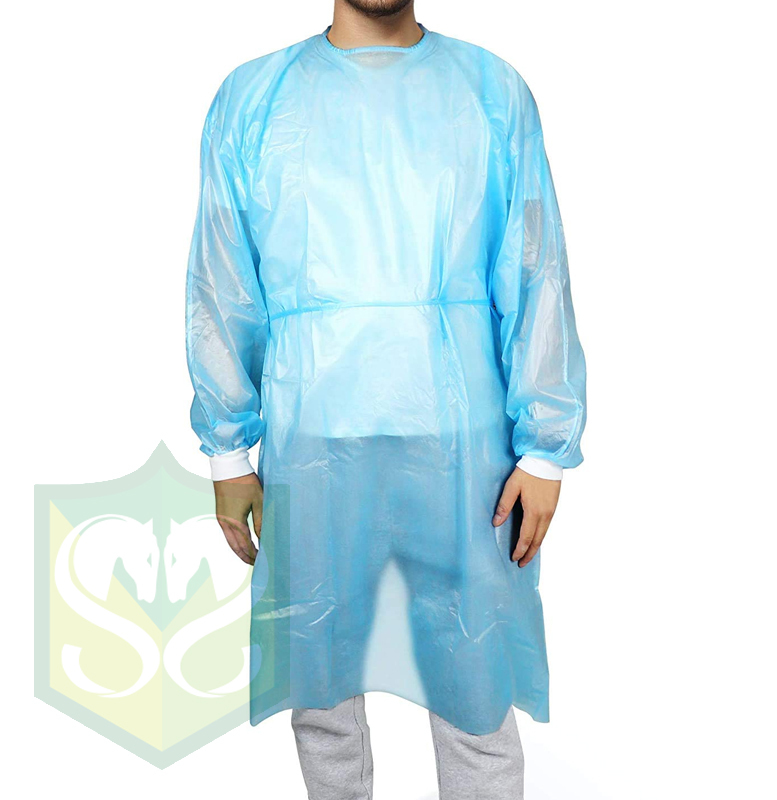 綁帶款不織布隔離衣  (藍色)