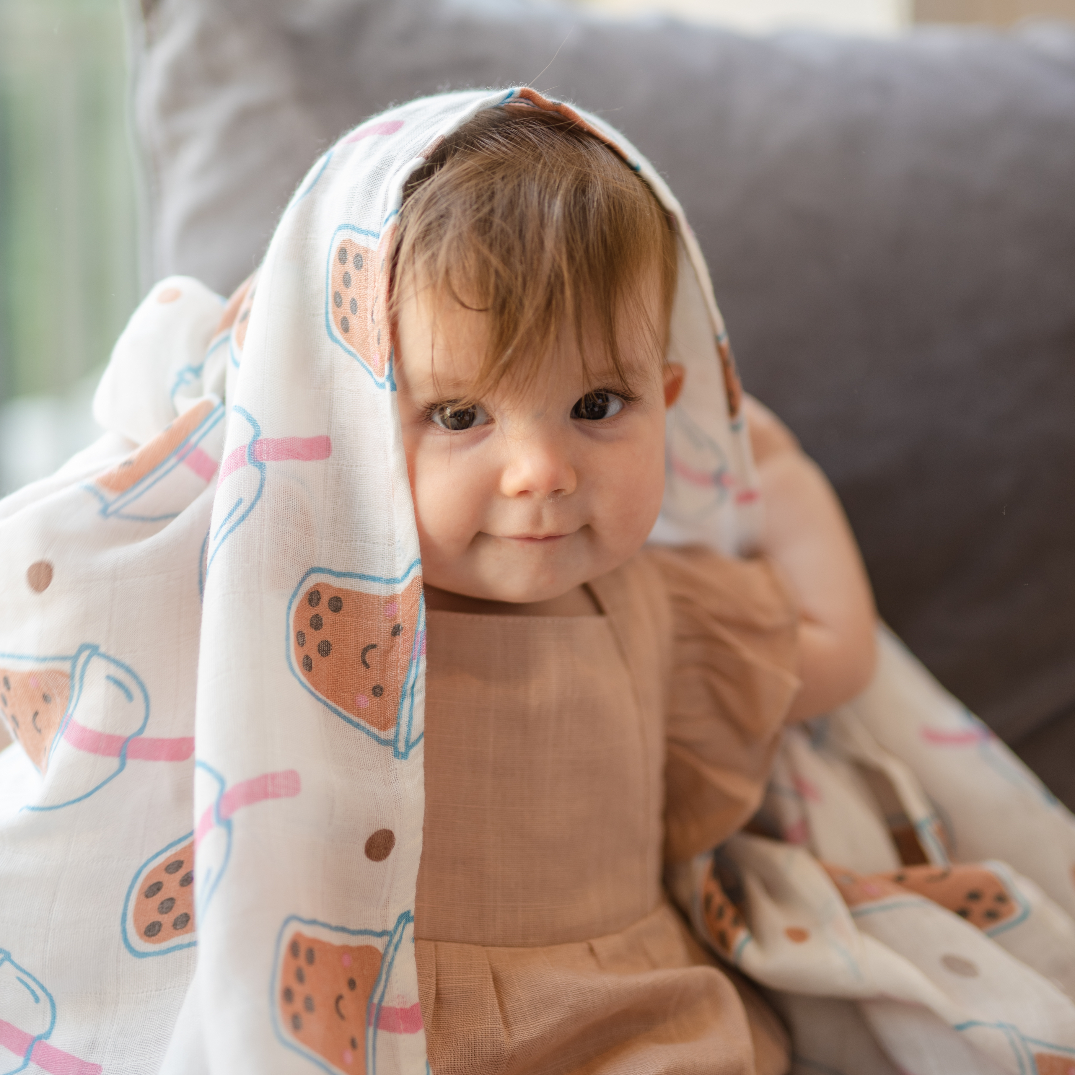 THE WEE BEAN 竹纖維和有機棉嬰兒包巾 - 珍珠奶茶