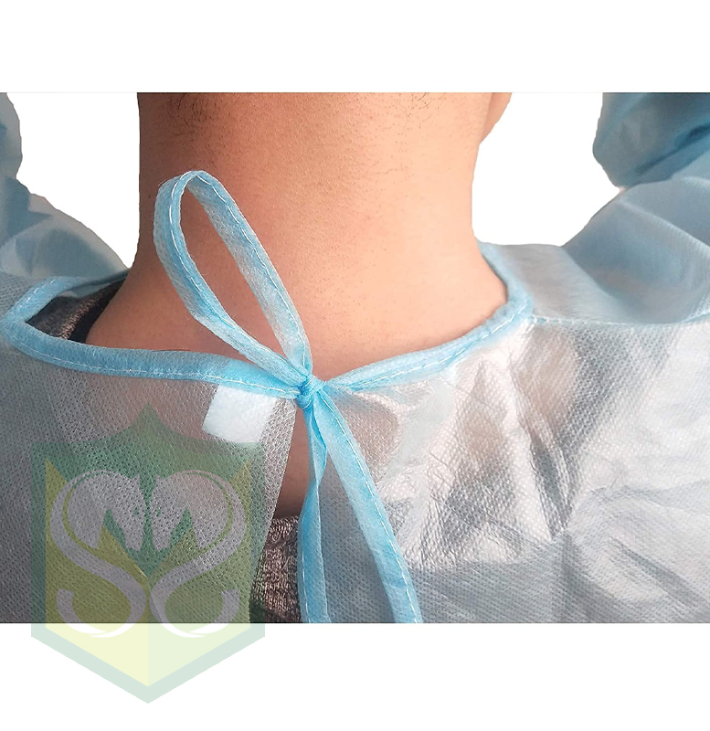 綁帶款不織布隔離衣  (藍色)