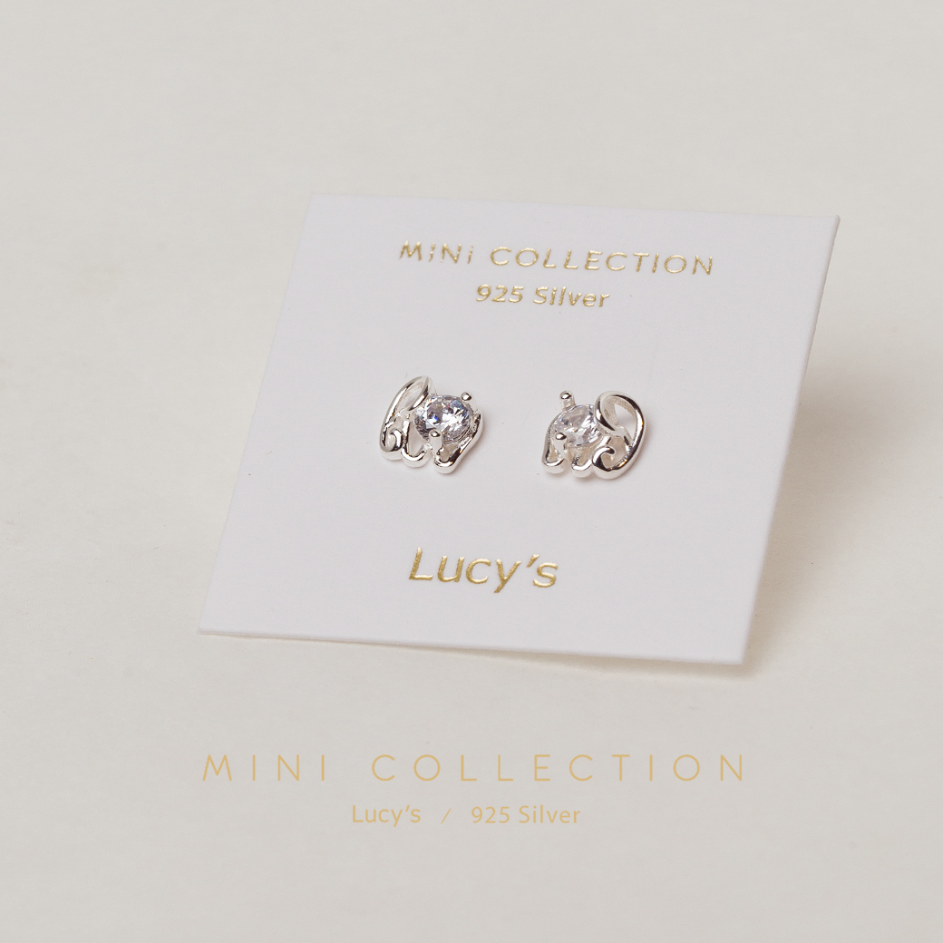 925純銀〔輕銀系列〕水鑽小象 耳環 (101292)