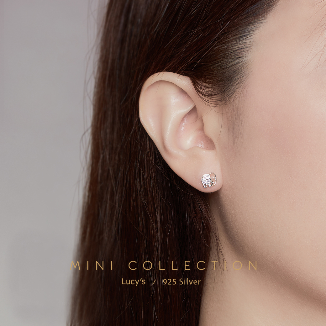 925純銀〔輕銀系列〕水鑽小象 耳環 (101292)