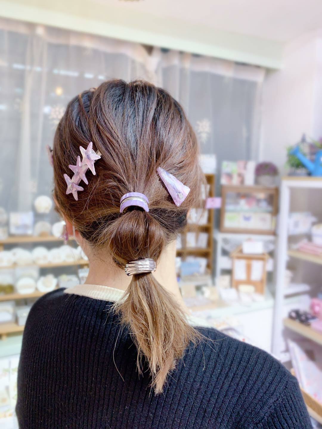 金屬大理石紋迷你髮圈插