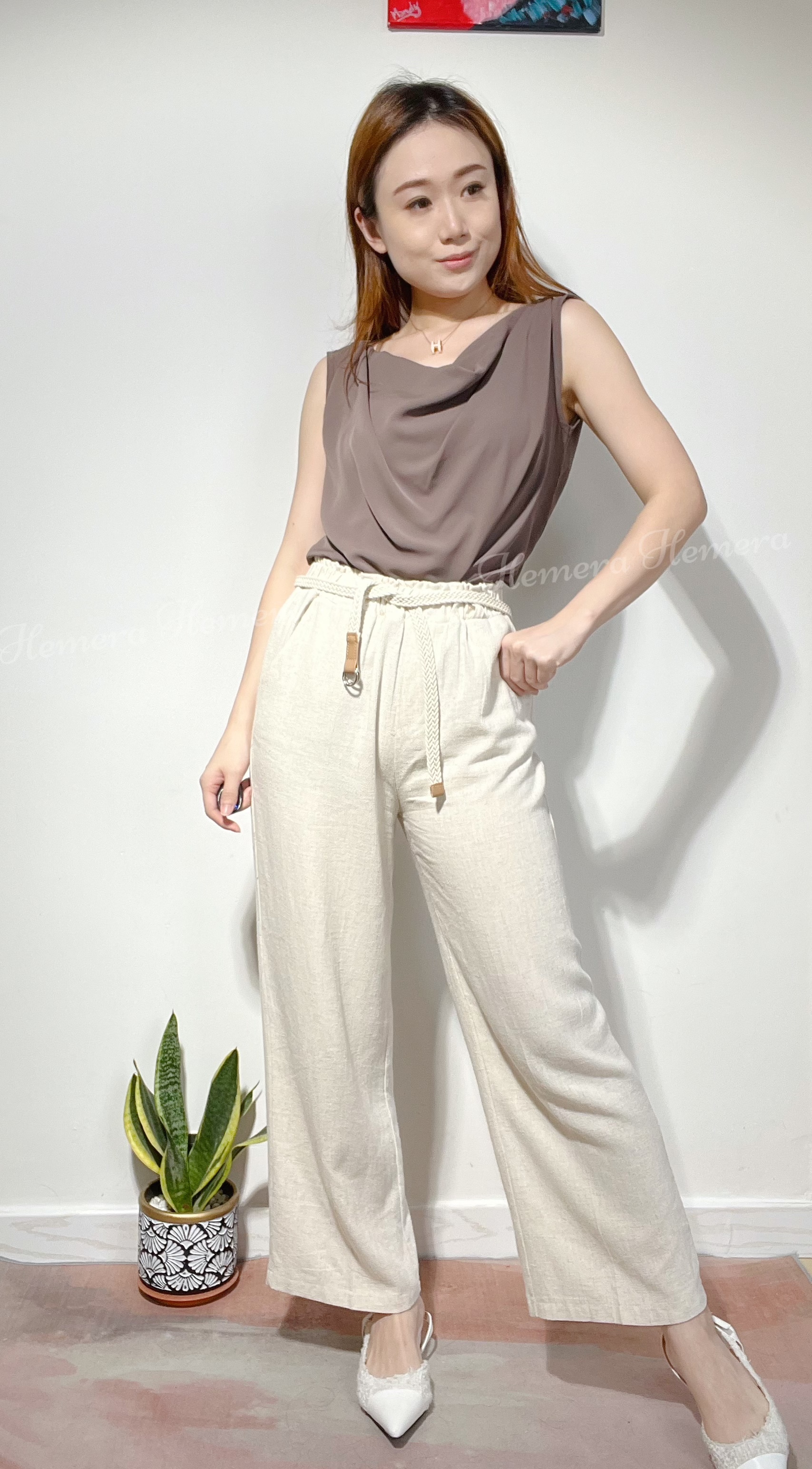 多色優惠返工垂領滑料上身