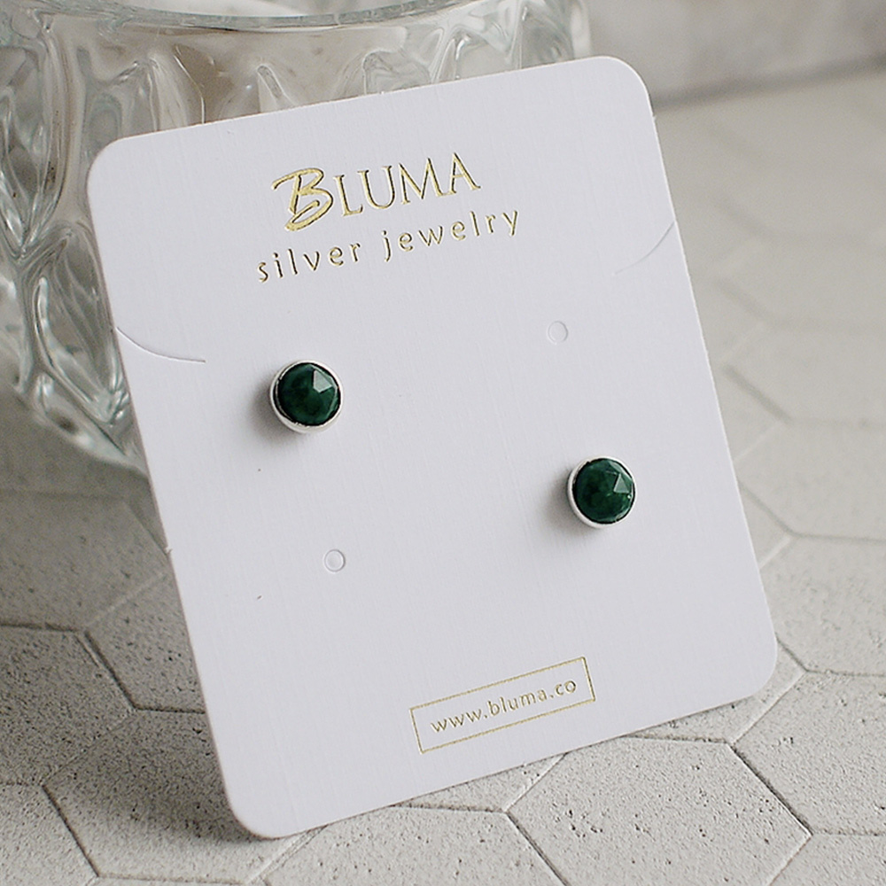 祖母綠簡約小圓純銀耳環/SE577
