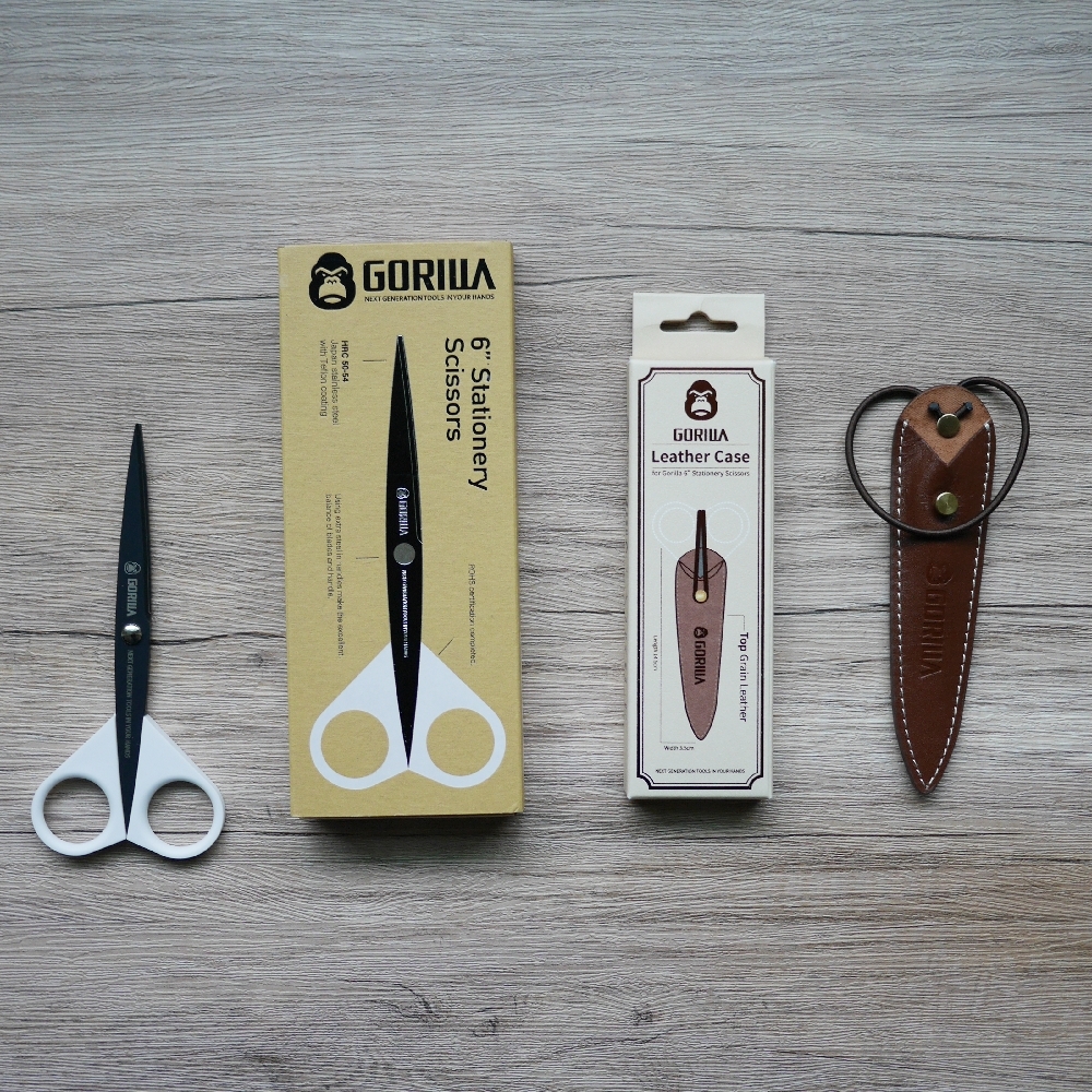 【Gorilla】6吋超耐用不沾膠文具剪刀+ 【Gorilla】6吋超耐用不沾膠文具剪刀專用皮套【優惠組合】