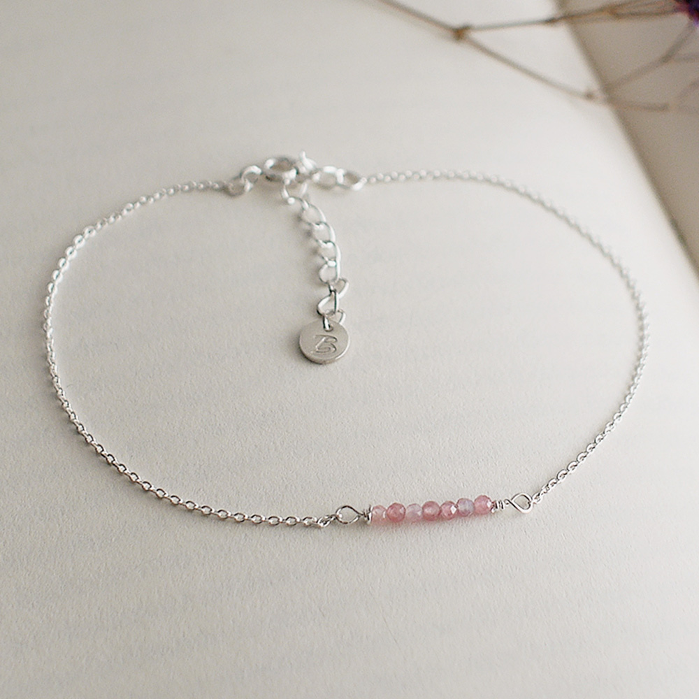 少女心純銀腳鍊(粉紅碧璽)/SA816