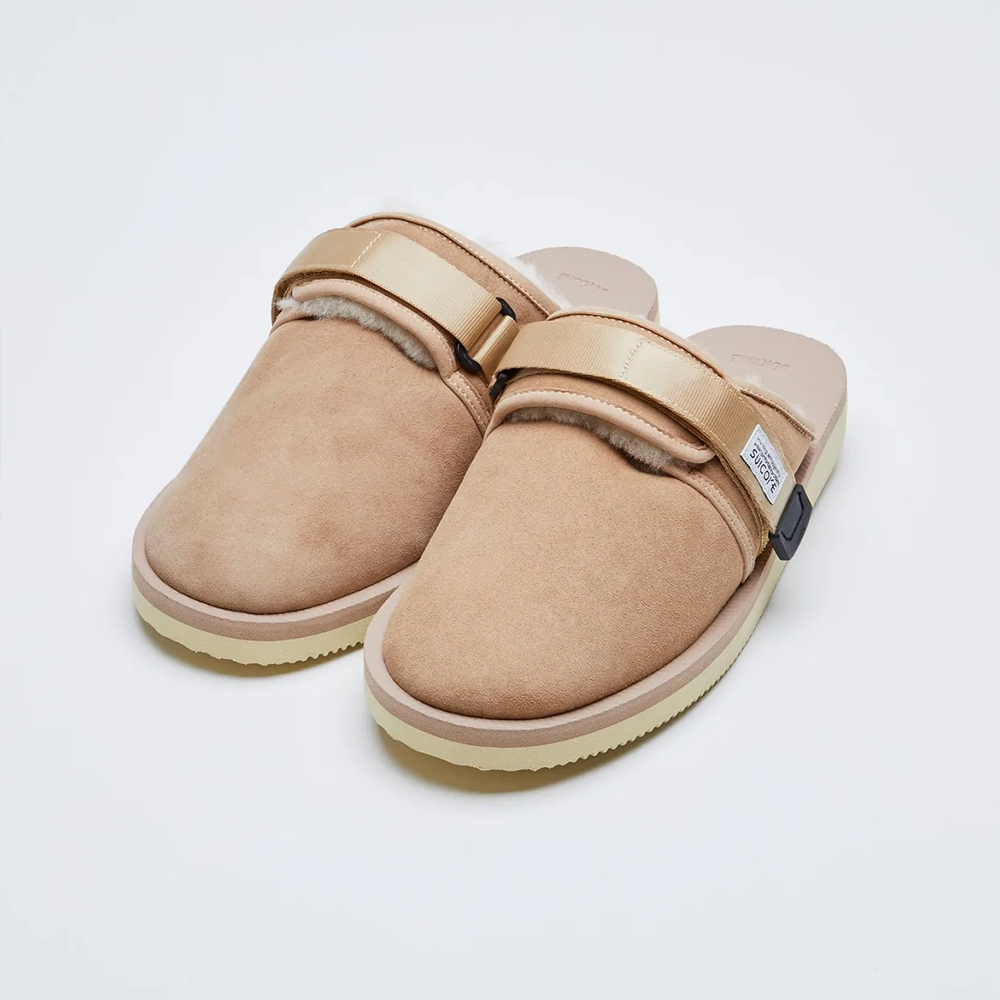 [出清商品售出無退換] SUICOKE ZAVO-M2ab 沙色 毛絨 保暖 魔鬼氈 抗菌鞋床 包頭拖鞋【SK21072M2ABBE】