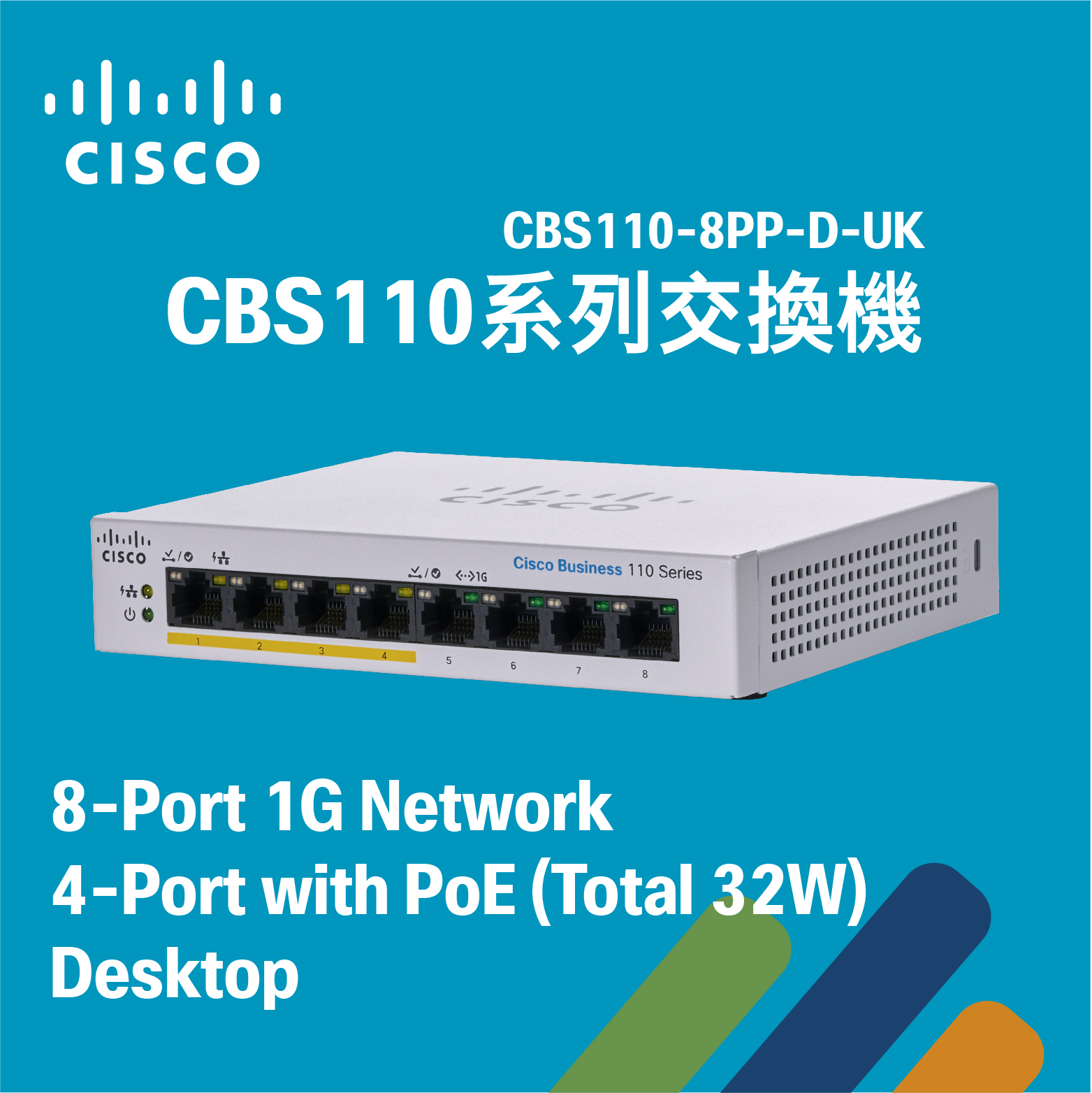 Cisco CBS110 8-Port Gigabit (4-Port with PoE,total 32W)