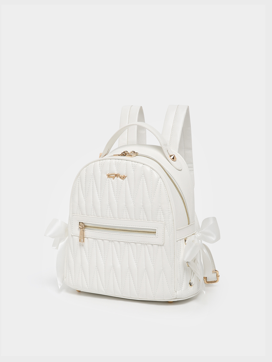 Fancy Bow Bow Ribbon Backpack (White)