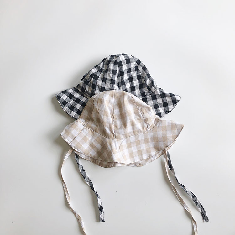 格子綁帶漁夫帽
