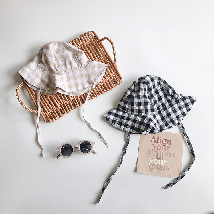 格子綁帶漁夫帽