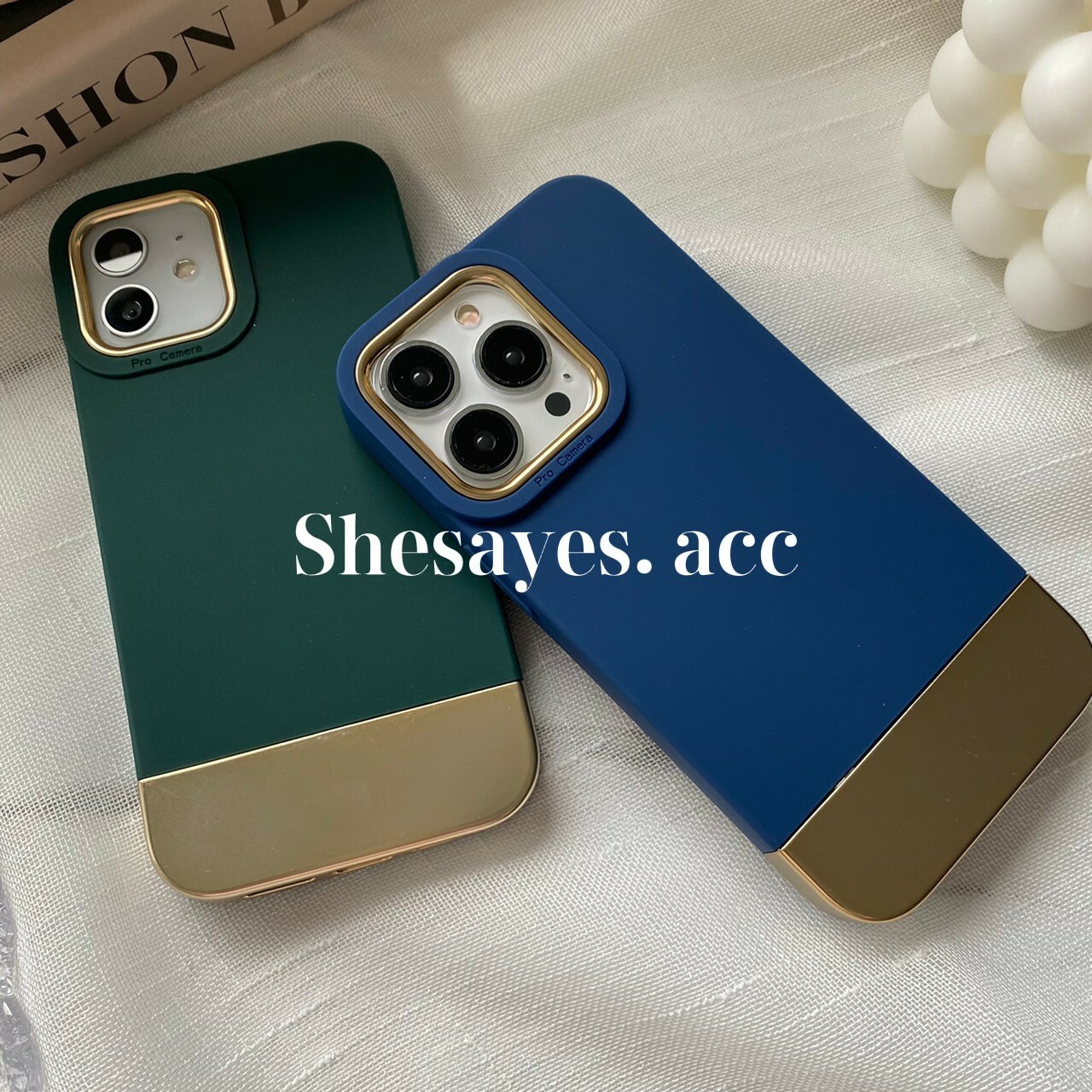 IPHONE金屬框拼接手機殼[藍色/綠色]