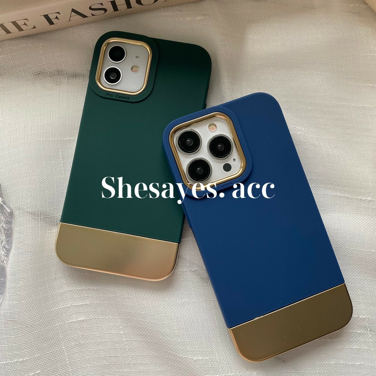 IPHONE金屬框拼接手機殼[藍色/綠色]