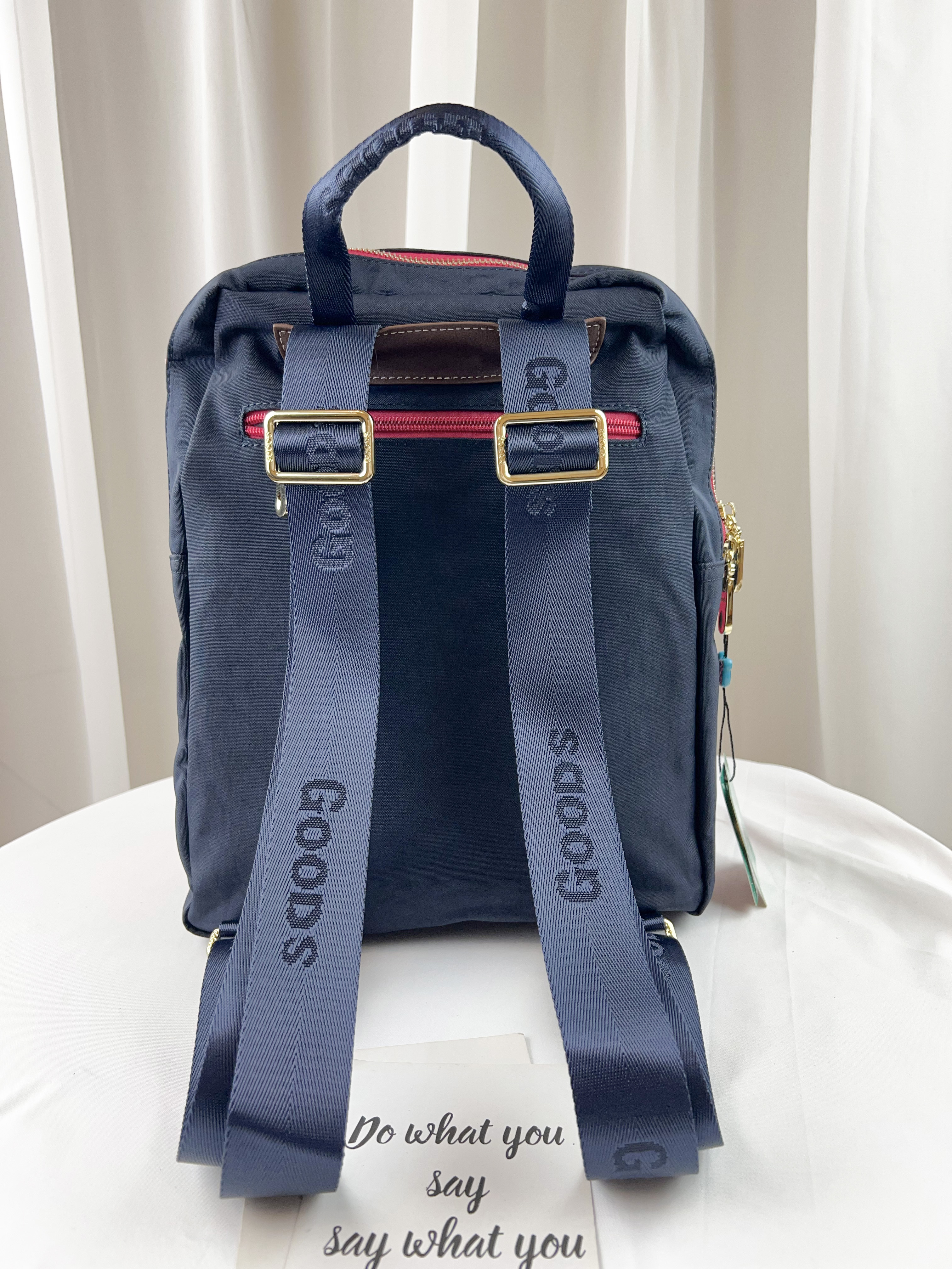 GOODS  藍桃拼色防潑水後背包  #2547
