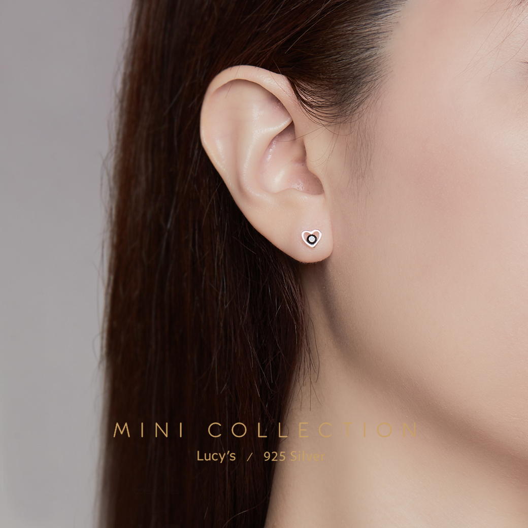 *925純銀〔輕銀系列〕桃心鑽 耳環 (二色) (100532/100534)
