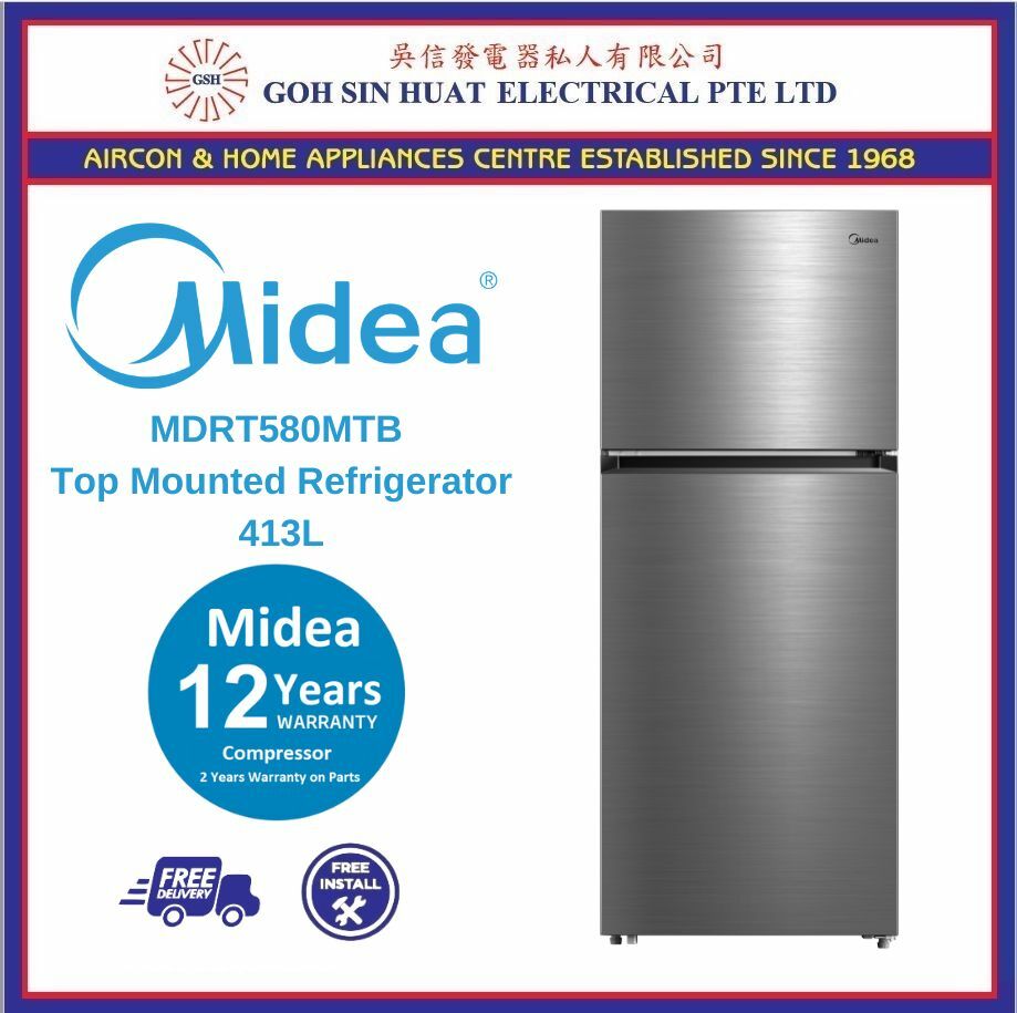 Midea MDRT580MTB Top Mount Refrigerator 413L