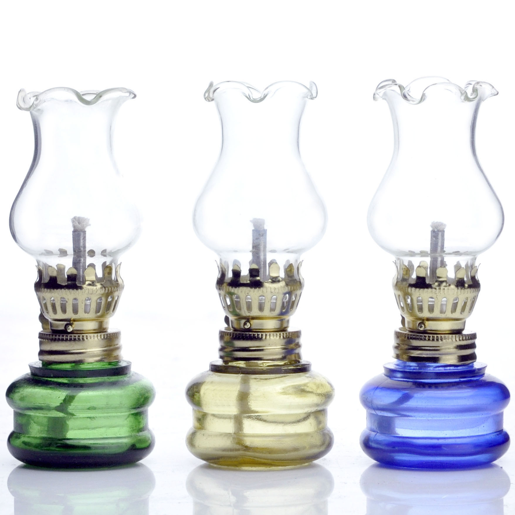 3 Pcs Industrial Style Kerosene Lantern Metal Oil Burning Lamp Decor Silver 