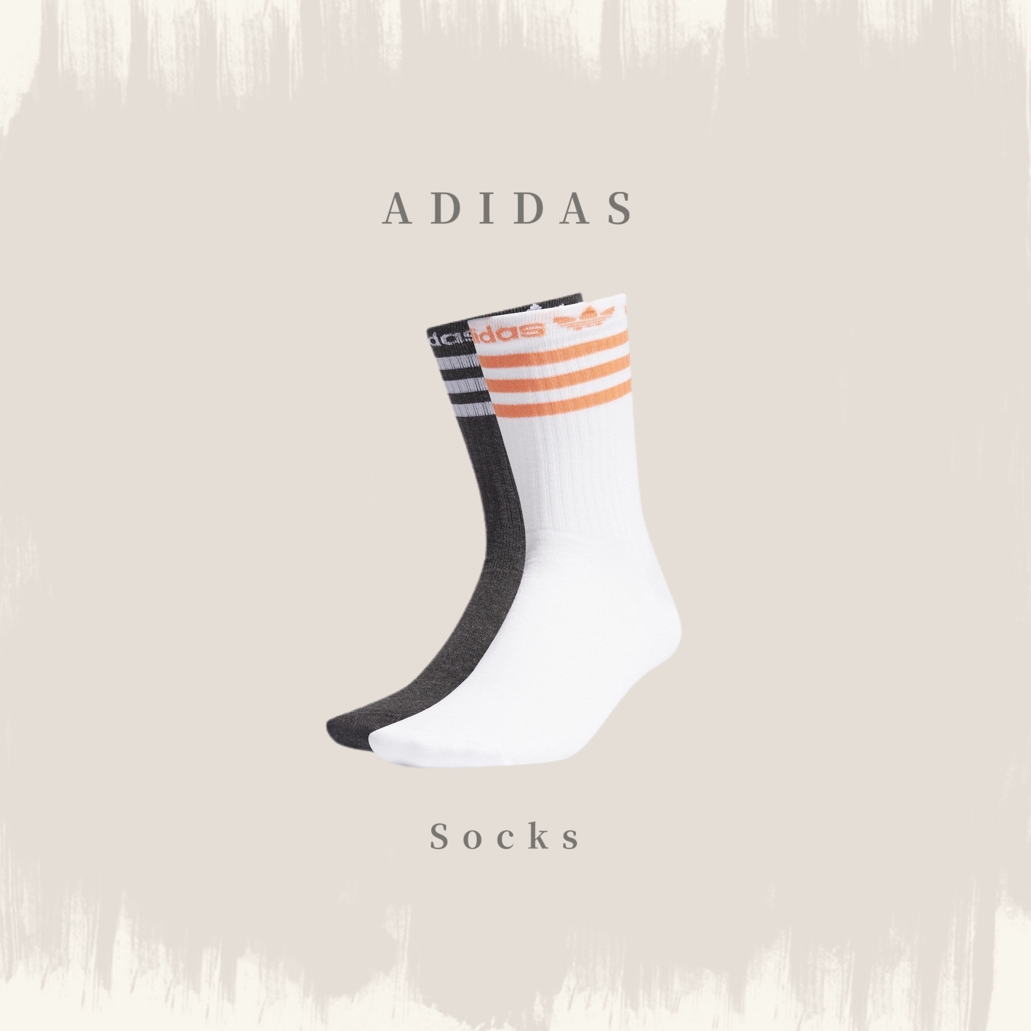 ADIDAS ORIGINALS SOCKS 三葉草 logo 三線 白橘灰 H51166