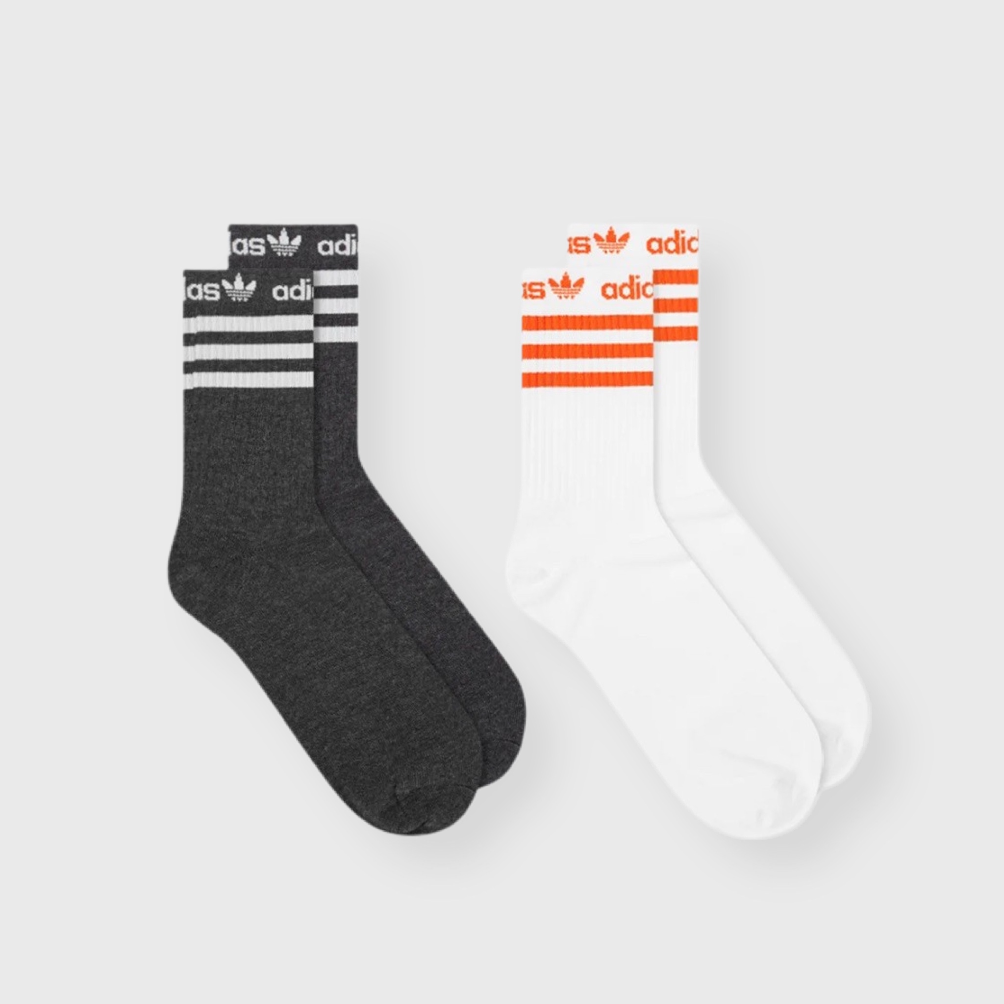 ADIDAS ORIGINALS SOCKS 三葉草 logo 三線 白橘灰 H51166