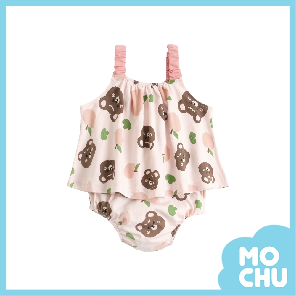 粉色小熊背帶包屁套裝